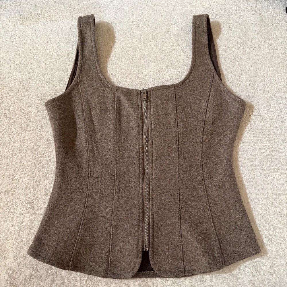 Zara Brown Zipper Corset Style Top